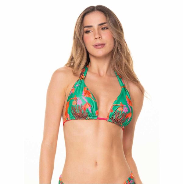 Top Garotas Amazonico verde con fucsia triangulo reversible - Imagen 2