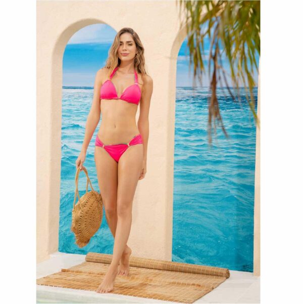 Top Garotas Amazonico verde con fucsia triangulo reversible - Imagen 6
