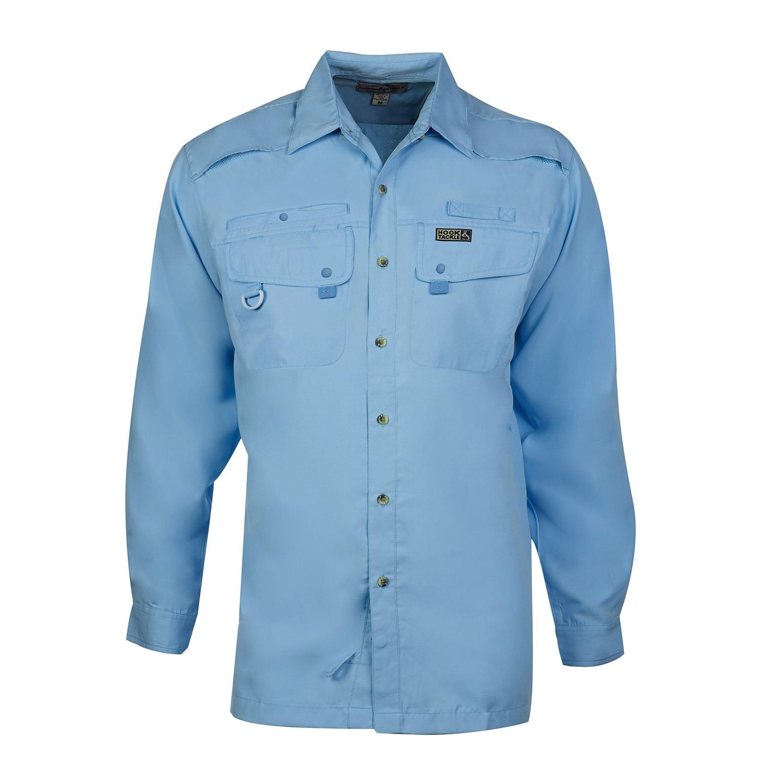 Camisa Hook & Tackle Seacliff M/L celeste hombre