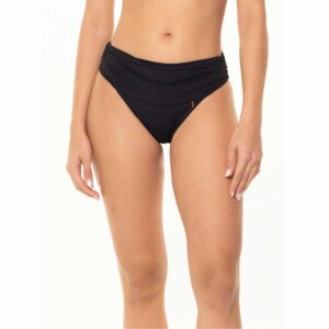 Bottom Garotas cintura alta drapeado negro