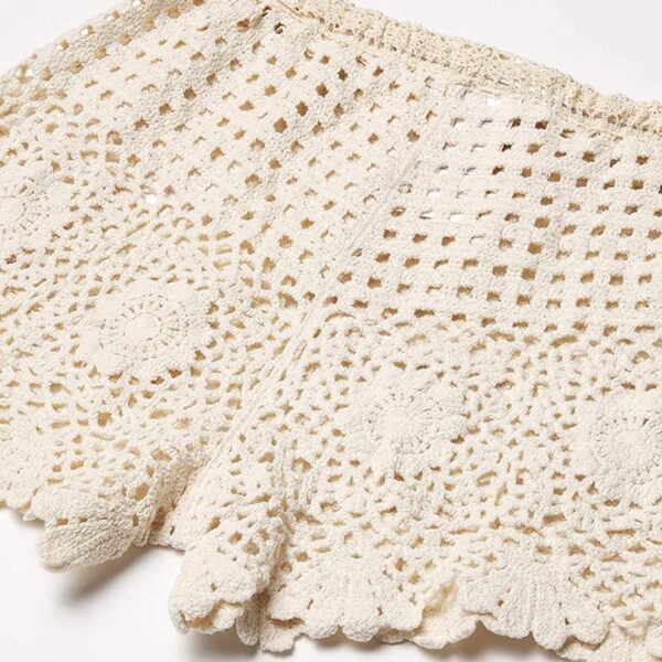 Short Citrus crochet beige mujer - Imagen 4