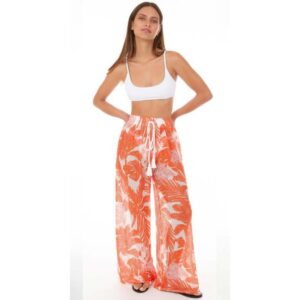 Pantalon Exist mesh flamingo print naranja mujer