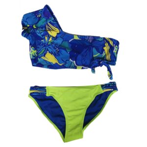 Bikini OP 2pz un hombro estampado royal y neon niña 12-18yr