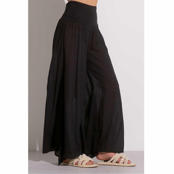 Pantalon Elan algodón con elastico pallazzo negro - Imagen 2