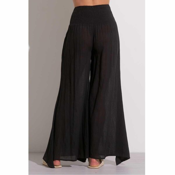 Pantalon Elan algodón con elastico pallazzo negro - Imagen 3