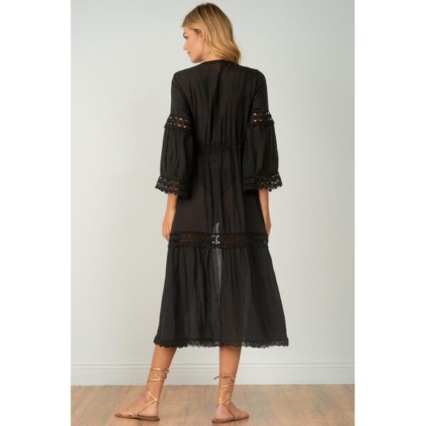 Kimono Elan largo con encaje negro - Imagen 3