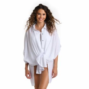 Camisa LB larga Shadow Stripe blanca
