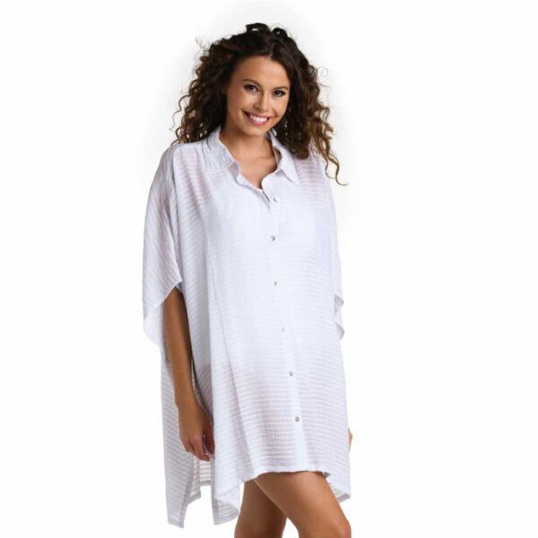 Camisa LB larga Shadow Stripe blanca - Imagen 2