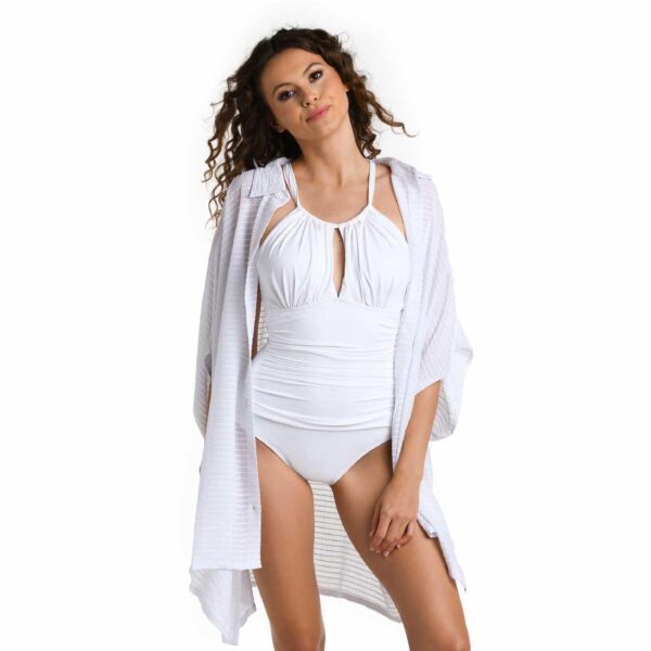 Camisa LB larga Shadow Stripe blanca - Imagen 3