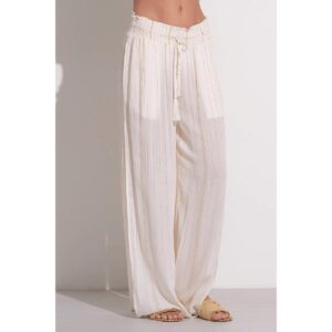 Pantalon Elan blanco rayas doradas