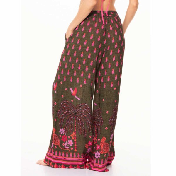 Pantalon Garotas Amazonico verde con fucsia - Imagen 2