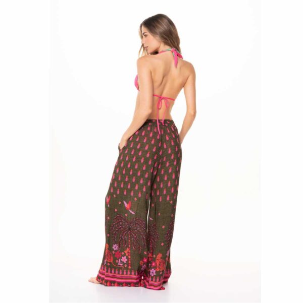 Pantalon Garotas Amazonico verde con fucsia - Imagen 4