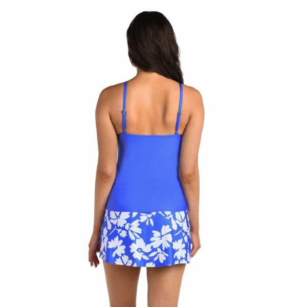 Top Tankini 24th & Ocean cuello alto cutout solido azul pavo - Imagen 2