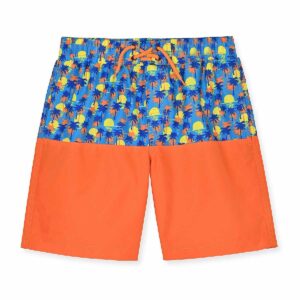 Calzoneta Beach Bros color block Palm Shadow azul/naranja niño