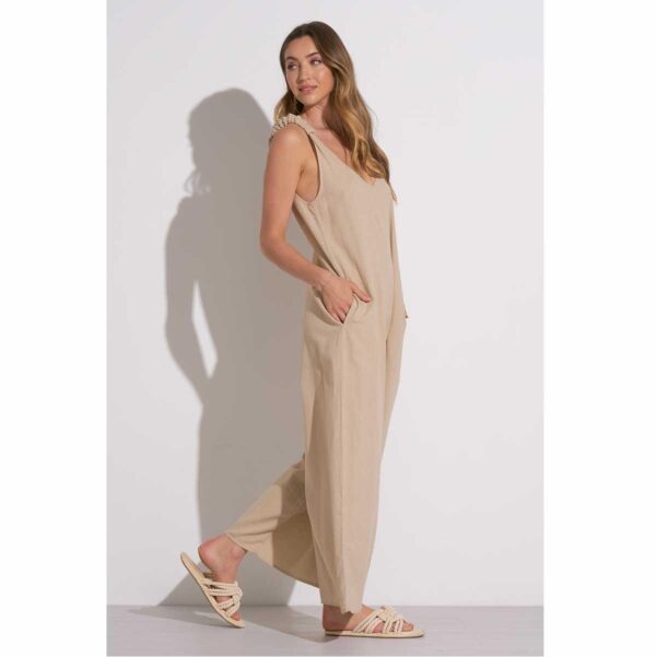 Jumper Elan flojo tipo lino beige - Imagen 2