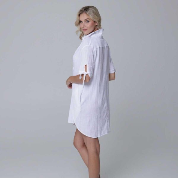 Camisa J.Valdi larga Cancun blanca - Imagen 3