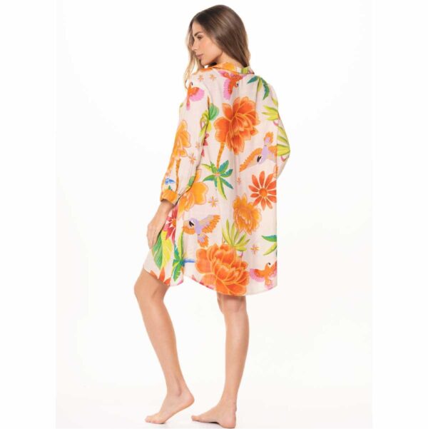Camisa Garotas larga Serena crudo flores rojas - Imagen 2