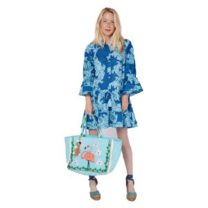 Vestido Moda Posa corto Penelope print azul con celeste