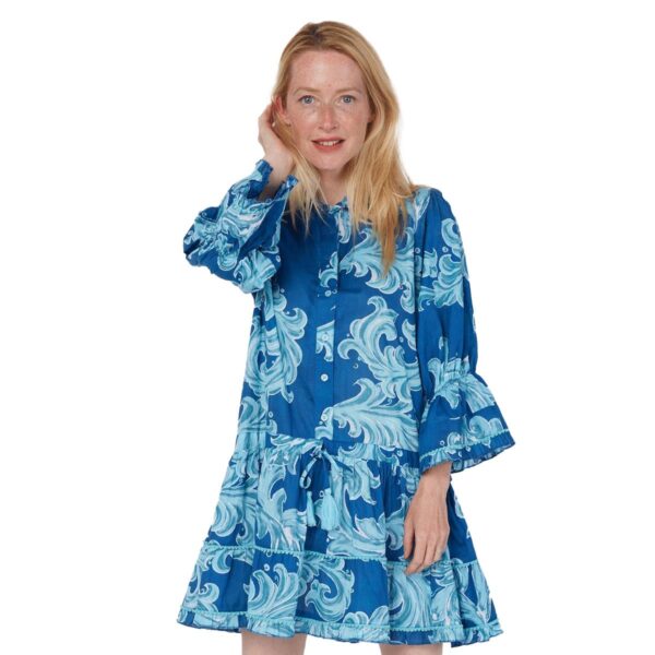 Vestido Moda Posa corto Penelope print azul con celeste - Imagen 3