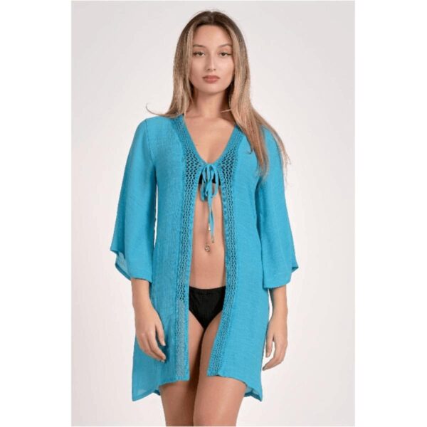 Kimono Sensea corto crochet aqua