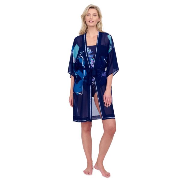 Kimono Gottex Water Lily azul y morada - Imagen 2