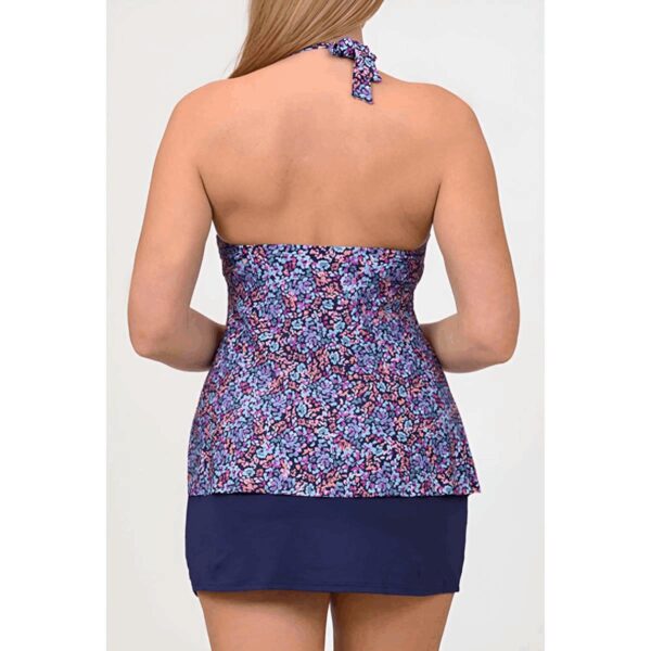 Tankini Leilani SS 2 pz azul flores micro con falda mujer - Imagen 3