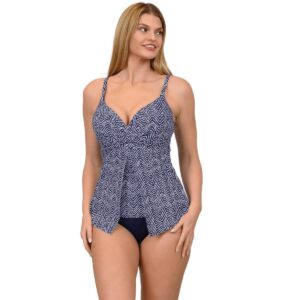 Tankini Leilani SS 2 pz fly away chevron azul mujer
