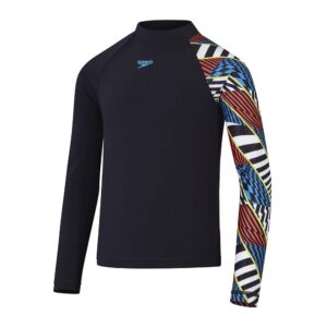 Rashguard Speedo M/L Digital negro/diseño lineas