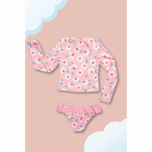 Set de Rashguard Stylish M/L 2 pzs rosada con flores niña 4-10yr - Imagen 2