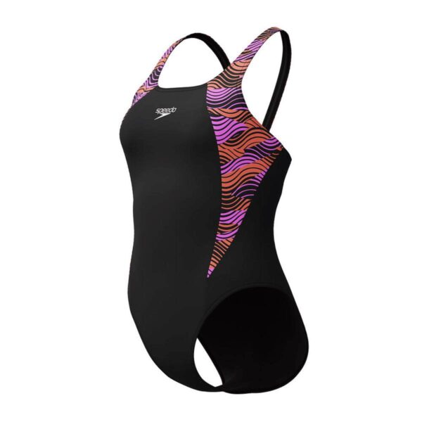 Calzoneta Speedo Endurance+ HyperBoom Splice Muscleback mujer negro/rosado