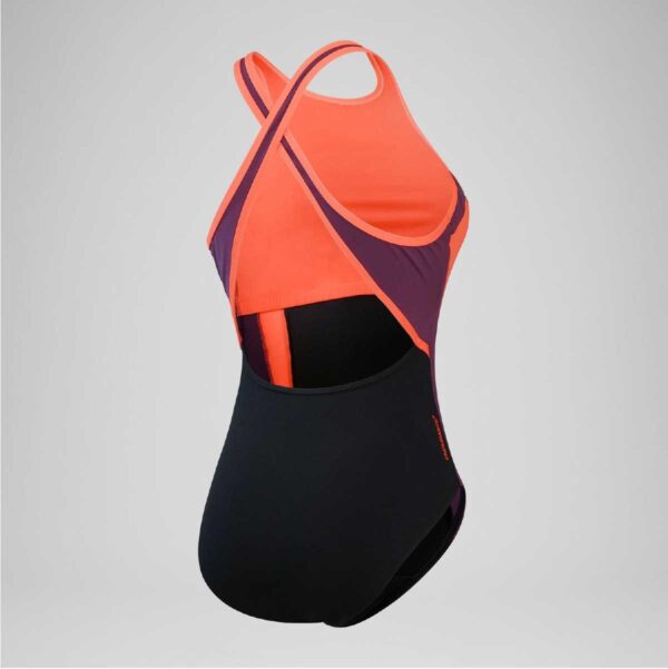 Calzoneta Speedo Splice crossback cuello alto mujer negro/rojo - Imagen 2