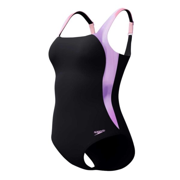 Calzoneta Speedo Shaping LunaLustre mujer negro linea violeta