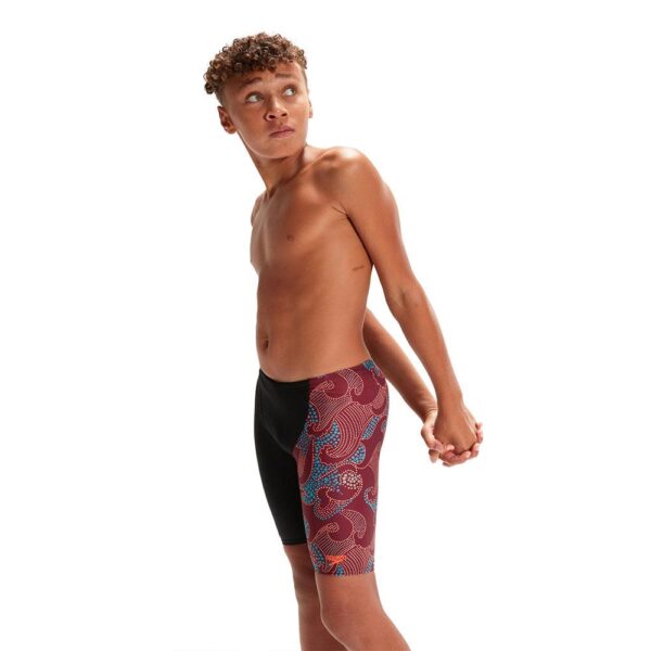 Jammer Speedo Digital Allover V-cut niño negro/olas rojas - Imagen 3
