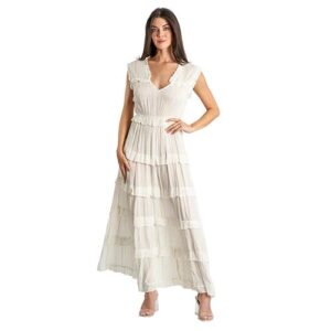 Vestido La Moda largo ruffles blanco