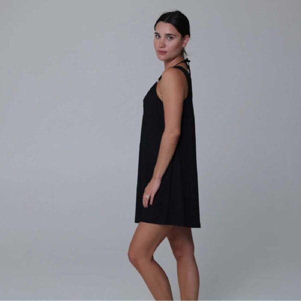 Vestido J.Valdi corto con tirante aro Kira Slub negro - Imagen 2