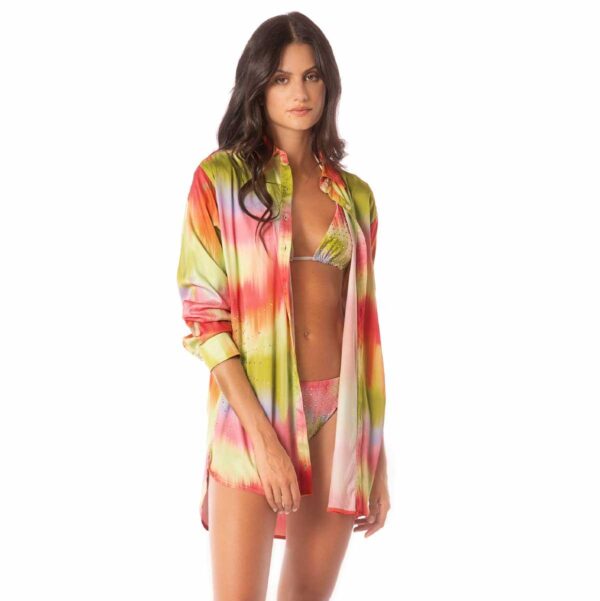 Camisa Maaji larga SP25 Lime Obre Shibori - Imagen 2