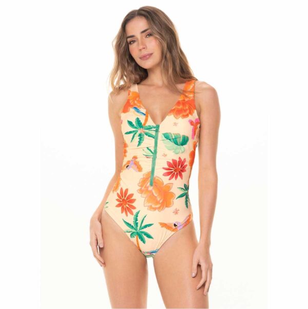 Calzoneta Garotas Serena crudo flores rojas con zipper