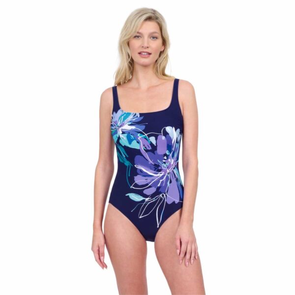 Calzoneta Gottex Water Lily azul y morada square neck