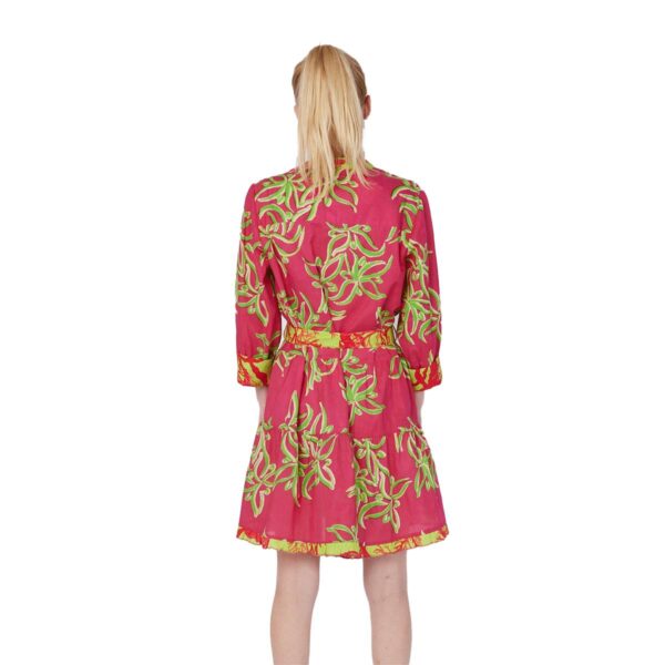 Vestido Moda Posa corto Alcee print rojo con verde - Imagen 2