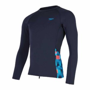 Rashguard Speedo M/L Endurance+MAX hombre azul/cuadros celestes