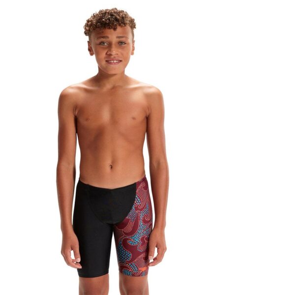 Jammer Speedo Digital Allover V-cut niño negro/olas rojas - Imagen 2