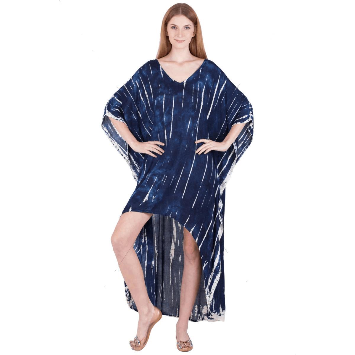 Tunica India Boutique hi-low tie dye azul mujer