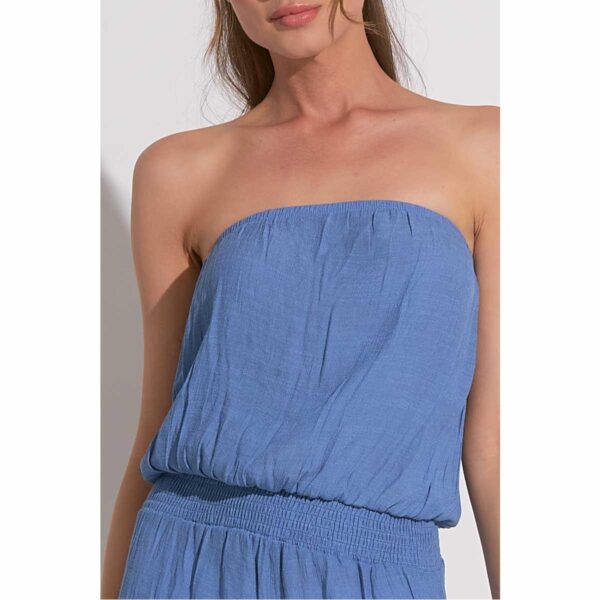 Jumper Elan strapless lado crochet celeste - Imagen 4