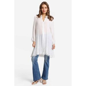 Vestido Jasmine corto con pompones blanco