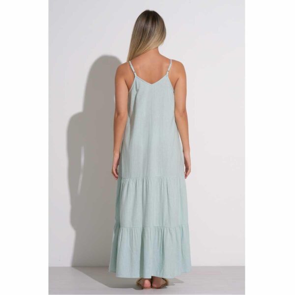 Vestido Elan largo con tirantes tipo lino celeste - Imagen 2