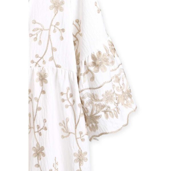 Vestido Jasmine corto blanco con bordado dorado - Imagen 4