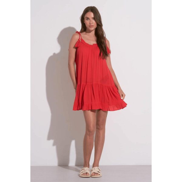 Vestido Elan corto tirantes con borla rojo - Imagen 3
