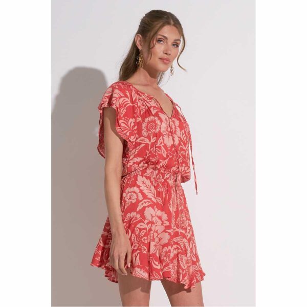 Vestido Elan corto flores rojo - Imagen 3