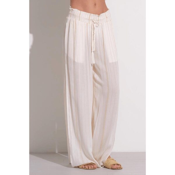 Pantalon Elan blanco rayas doradas