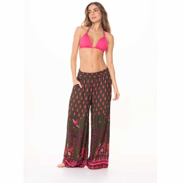 Pantalon Garotas Amazonico verde con fucsia - Imagen 3